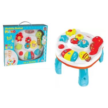 Imagem de Mesinha Musical Infantil Piano Mar Luz E Som 2 Em 1- Braskit