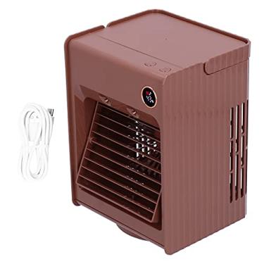 Imagem de Mini Desktop Oscilante Spray 2 em 1, Ventilador de Umidificação IR com Luz de Carregamento USB Desktop e Ventilador Refrigerador IR (Café), Ventilador Portátil e Condicionador IR, Ventilador Portátil