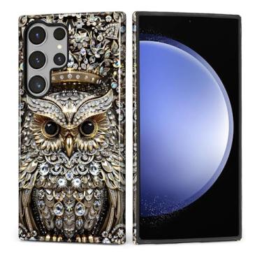 Imagem de MQJCYB Capa para Samsung Galaxy S23 Ultra, híbrida, resistente, 2 em 1, de corpo inteiro, resistente, à prova de choque, capa brilhante para Samsung Galaxy S23 Ultra Owl King Gold