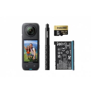 Imagem de Insta360 X4 Adventure Bundle - Câmara de ação impermeável 360 de 8 K, vídeo grande angular 4K, protetores de lentes removíveis, duração da bateria de 135 minutos, edição de AI, estabilização, para