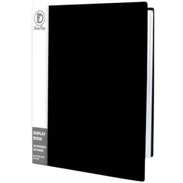 Imagem de DunFlip Fichário de apresentação com 30 capas de plástico, 60 páginas 8,5 x 11 livro de exibição - organizador de portfólio de arte para documentos, obras de arte, certificados, projetos, fotos