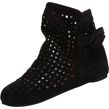 Imagem de Botas femininas curtas de anabela, botas quentes de inverno, botas de neve para uso ao ar livre, Preto, 35 BR