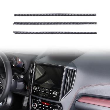 Imagem de Aotumcer Capa de painel de navegação para consoles centrais de carro para acessórios Subaru Forester 2024, moldura de acabamento de tela GPS para cabine decalques de carbono macio, capa de painel de