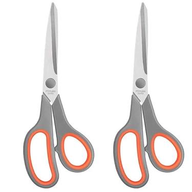 Imagem de Generic Tesoura multiuso de 21,6 cm, pacote com 2, lâminas de aço inoxidável ultra afiadas, aderência confortável, ambidestro, laranja