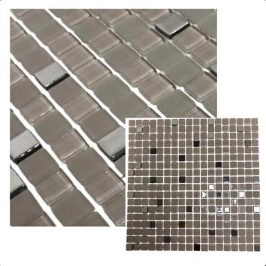 Imagem de Pastilha de Vidro Efeito Metalizado Creme 30x30cm La Bella Griffe