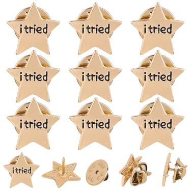 Imagem de Framendino, Pacote com 10 broche esmaltado i Tried Stars chapéu de lembrança de metal masculino feminino broche de moda engraçado