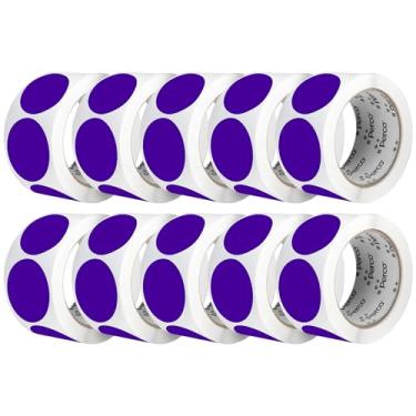Imagem de Perco Etiquetas adesivas redondas perfuradas roxas de 5 cm — 10 rolos, 5.000 adesivos redondos — com adesivo permanente para organização, codificação de cores, etiquetagem de caixote e alertas de