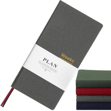 Imagem de Fuyoooo 1 agenda portátil semanal sem data, mês, semana, mini caderno fino para escritório de estudante viajante (cinza)