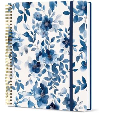 Imagem de Taja Diário grande forrado em espiral para mulheres, cadernos de 21,6 cm x 28 cm para trabalho, pautado em coluna, cadernos A4 estéticos fofos para escrever, capa de plástico, pétala de aquarela
