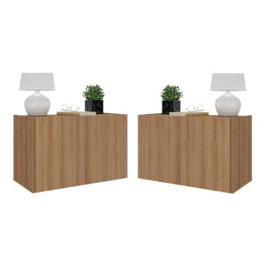 Imagem de Kit 2 Mesas De Cabeceira Suspensas 2 Portas Multimóveis Mp4137 Rustic Rustic