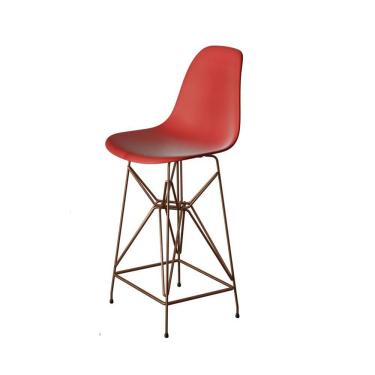 Imagem de Banqueta Bistrô Alta Eames Vermelha Base Ferro Cobre - Cor: Vermelho