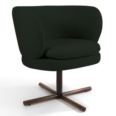 Imagem de Poltrona Decorativa Sala De Estar Melissa Base Xis Giratória Veludo C-303 Verde Musgo - Domi