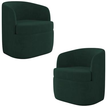 Imagem de Kit 2 Poltronas Giratória Decorativa Para Sala Dandara K04 Veludo Verde - Mpozenato