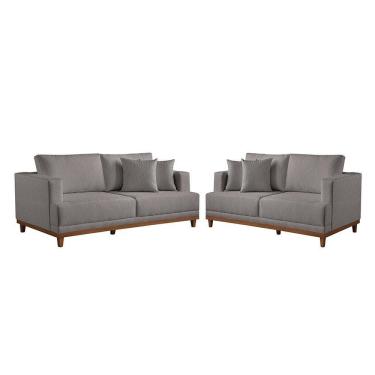Imagem de Conjunto Sofás 2 E 3 Lugares Fixo Linho M-175 Martins Cinza