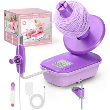 Imagem de Enrolador automático de bolas de fio de grande capacidade ajustável com três engrenagens de 113.4-283.5 g, enrolador elétrico de lã para crochê com alta velocidade, roxo