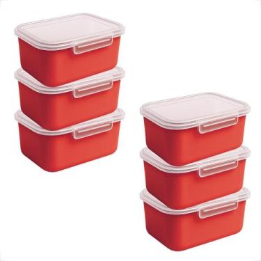 Imagem de Kit 5 Potes Marmita Fitness 750ml com Trava Lateral Para Microondas Ge