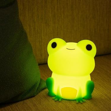 Imagem de Myratts Luz noturna LED de sapo fofo, lâmpadas kawaii com temporizador regulável, silicone super macio, recarregável por USB, controle de toque, lâmpada noturna, usada para decoração de quarto de