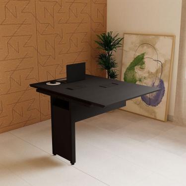 Imagem de Mesa Escrivaninha 90cm Auxiliar Plataforma de Acoplar com Caixa de Tomada para Escritório Corporate Preto