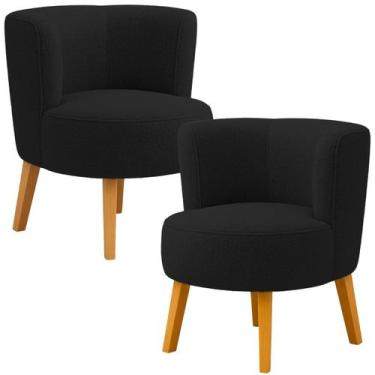 Imagem de Conjunto 2 Poltronas Tecido Boucle para Sala de Espera Confortável Pés