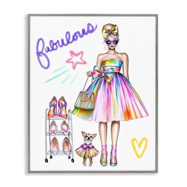 Imagem de Stupell Industries Fabulous Girl & Dog Gray Framed Giclee Art, design por Jess Stempel, 20 x 16