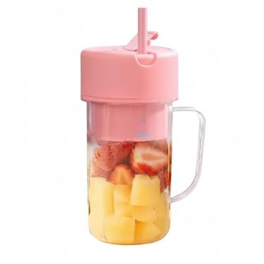 Imagem de Liquidificador Portátil Mini Juicer, 500ML, Recarregável USB, 6 Lâminas, com Tampa e Canudo, Ideal para Sucos e Smoothies