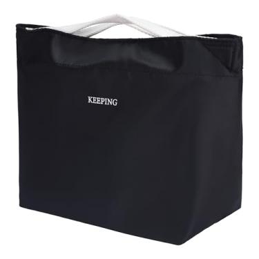 Imagem de Bolsa isolada, lancheira para mulheres e homens, linda lancheira de grande capacidade, bolsa térmica reutilizável para trabalho, viagens 22 x 14 x 22 cm, preta