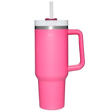 Imagem de Copo Térmico Estilo Quencher 1200ml Inox Portátil Canudo Cor:Rosa