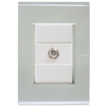 Imagem de Cj Tomada Conexão Tv Sat Coaxial Liz Verde Ardósia Tramontina Completo Pronto Tramontina