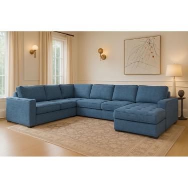 Imagem de Sofá de Canto Gênova Master Linha Alta 6 Lugares com Chaise Premium Molas Ensacadas - Magna Estofados