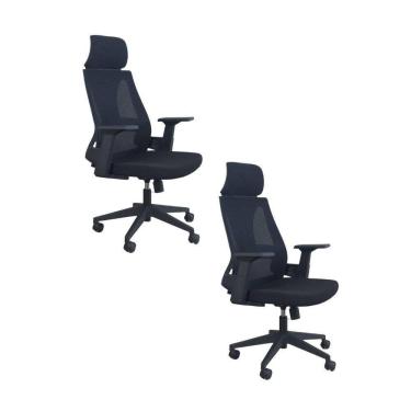 Imagem de Kit 2 Cadeiras De Escritório Presidente Ergonômica Oficial Corporativa Elite Apoio Nuca