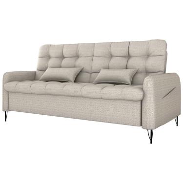 Imagem de Sofa Cama 2 Lugares 200cm Pillar Linho Plano Milenum Palha Milani Store Palha