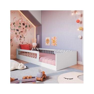 Imagem de Cama Infantil Montessoriana Solteiro Affetto Branco Completa Móveis