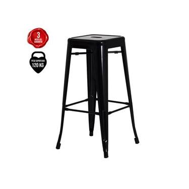 Imagem de Banqueta Alta Para Cozinha Bar Bancada Balcão Tolix Iron Industrial Preto