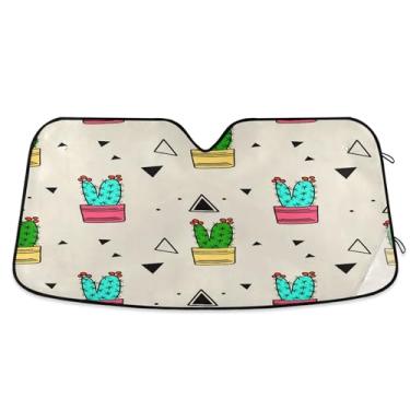 Imagem de SEHANY Pára-brisa de carro cacto planta verde para-sol dobrável janela frontal protetor de viseira solar para carro, SUV, caminhão - Mantenha o veículo fresco, 139 x 70 centímetros