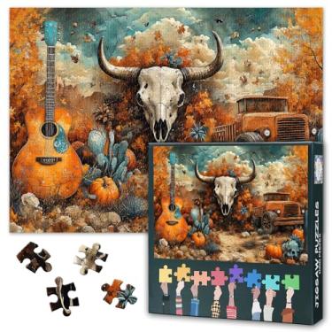 Imagem de Puzzles for Adults 1000 Pieces Autumn Landscape Puzzle Home Wall Decoration Guitar and Cactus Challenging Family Game Ideal for Puzzle Enthusiasts Artwork Puzzles Finished Size: 70x50cm