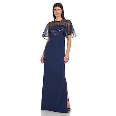 Imagem de JS Collections Vestido feminino Journee Flutter evasê, Azul marino, 15