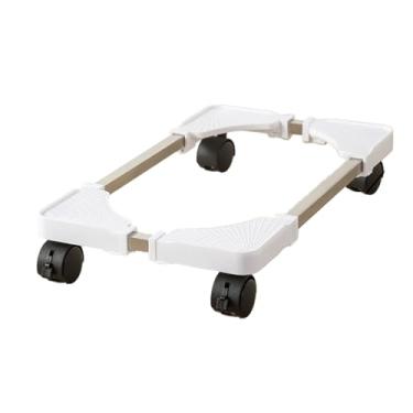 Imagem de Cffuvros Suporte de PC Ajustável para Piso e Carpete, Suporte de Torre de Computador com Rolamento Resistente com Rodízios de Travamento de 360°, Suporte de CPU Sob a Mesa para Jog (Branca)