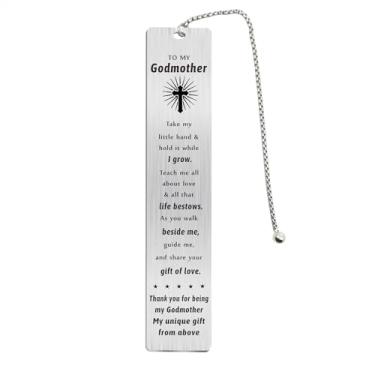 Imagem de Fetiger Presentes de Natal madrinha de afilhado, marcador de livro de madrinha cristã de afilhado, melhor presente de madrinha religiosa para aniversário