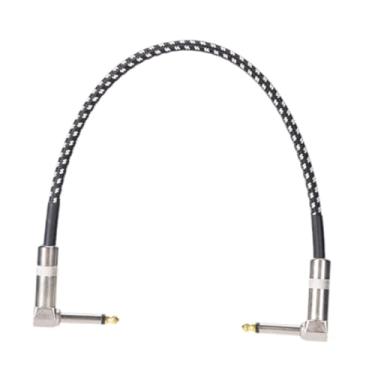 Imagem de oshhni Cabo de conexão para guitarra, pedalboard, estável, leve, ao desgaste, substituição prática e robusta, trançado em ângulo reto.