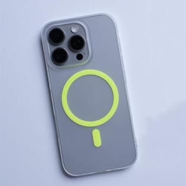 Imagem de Capa de celular ultrafina e luminosa para iPhone 16, 16pro max, 15 Pro, 14, 13, 12 e 11, com carregamento sem fio, translúcida, rígida, de PC, verde fluorescente, para iPhone 16 Plus