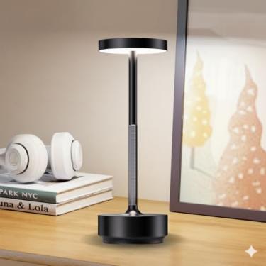 Imagem de ZenithLight Candeeiro de mesa de LED recarregável sem fio – à prova d'água, controle de toque, luz de mesa portátil para restaurante, ao ar livre, acampamento.