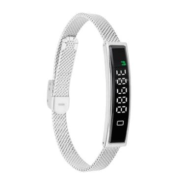 Imagem de SUNGOOYUE Pulseira Inteligente, Pulseira de Saúde Rastreador de Fitness Com Aplicativo de Controle de Câmera Remota 5.3 para Telefones Rastreamento de Natação à Prova D'água (Prata)