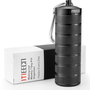 Imagem de Organizador semanal de comprimidos de metal para viagens ao ar livre, alumínio, impermeável, à prova de choque e tem compartimentos grandes para armazenar vitaminas, óleo de peixe, pílulas de