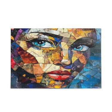 Imagem de Qilmy Quebra-cabeça de arte abstrata para adultos, adolescentes e crianças, 1000 peças quebra-cabeça de madeira divertido jogo familiar para férias brinquedo presente decoração de casa