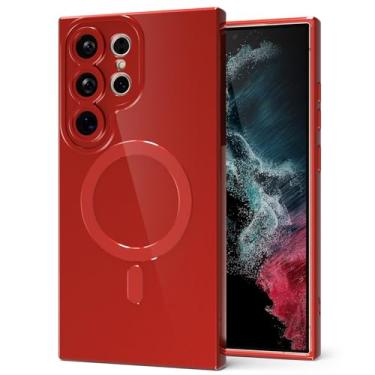 Imagem de Svanove Capa para celular Samsung Galaxy S22 Ultra de silicone magnética, compatível com Magsafe capa fofa para mulheres, feminina, brilhante, gelatina, borracha, fina, de plástico rígido, cofre e