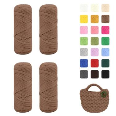 Imagem de Maxee Pacote com 4 fios de camiseta premium (200 g/75 m cada), fio de fita macia para crochê e tricô - cor intensiva e fácil de cuidar