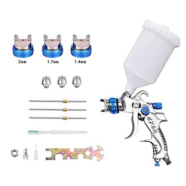 Imagem de HVLP. Pintura de pulverização 600ml 1.4/1.7/2.0mm Tamanho do bico do bico de água Uso de pintura para pistolas de pintura de carro(Blue1,US plug)