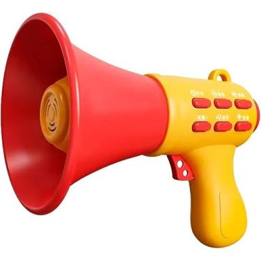 Imagem de Megafone Infantil com Efeitos Sonoros, Vermelho e Amarelo, 4 Efeitos de Voz, Plástico, 13,1x14,5x10cm, Para Crianças +3 Anos