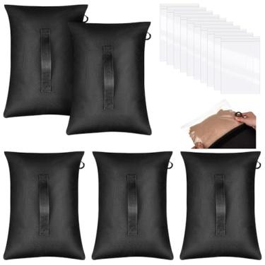 Imagem de Arrowbash Conjunto de 5 sacos de areia de rede de saco de âncora e 10 âncoras pesadas esportivas de PE para estabilidade Redes de beisebol Hockey Golf Football Gols de futebol e mais, preto