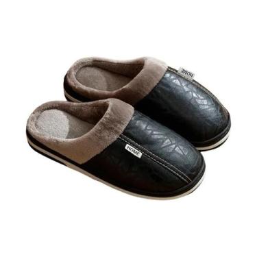 Imagem de Chinelos De Inverno Masculinos De Grande Tamanho Impermeáveis Em Couro